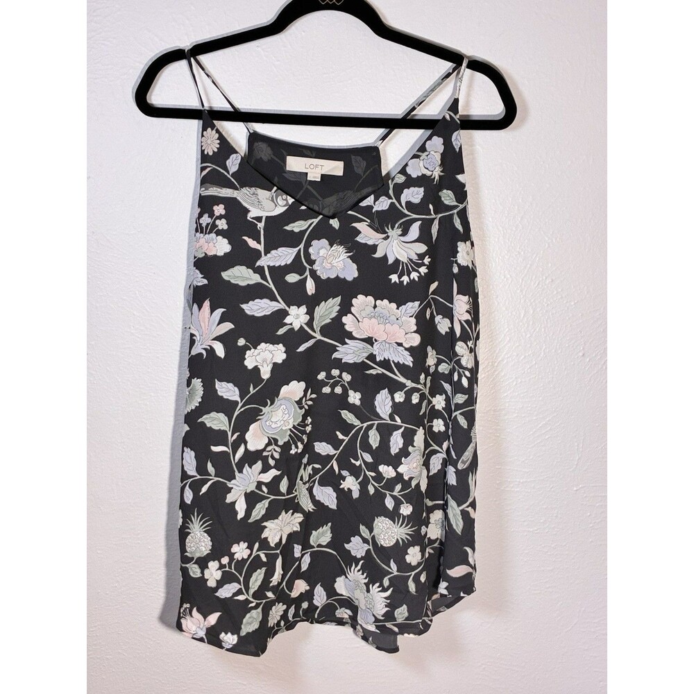 Loft Gray Floral Large Sleeveless Camisole Top